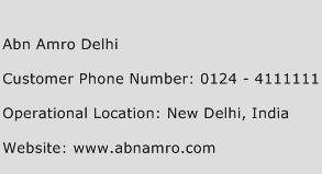 ABN Amro Delhi Phone Number Customer Service