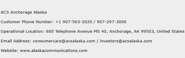 ACS Anchorage Alaska Phone Number Customer Service