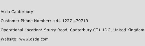 ASDA Canterbury Phone Number Customer Service