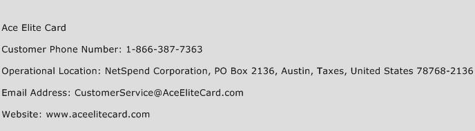 Ace Elite Card Phone Number Customer Service
