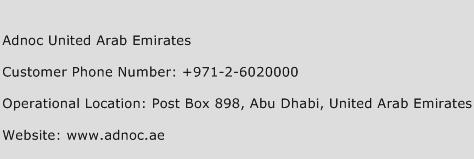 Adnoc United Arab Emirates Phone Number Customer Service