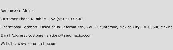 Aeromexico Airlines Phone Number Customer Service