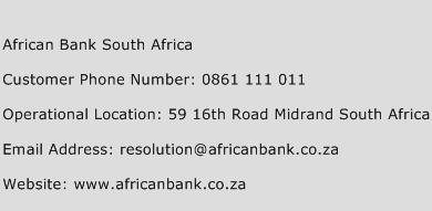 African Bank South Africa Phone Number Customer Service