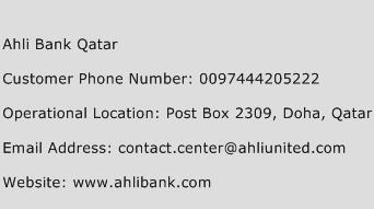 Ahli Bank Qatar Phone Number Customer Service
