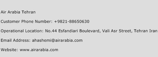 Air Arabia Tehran Phone Number Customer Service