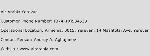 Air Arabia Yerevan Phone Number Customer Service