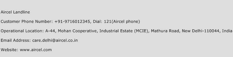 Aircel Landline Phone Number Customer Service