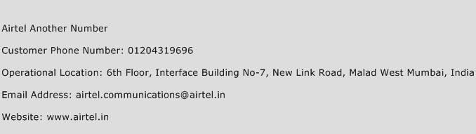 Airtel Another Number Phone Number Customer Service