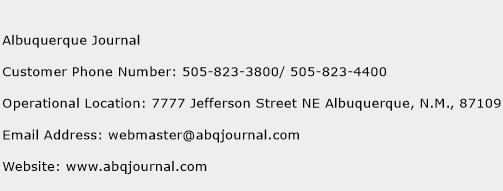 Albuquerque Journal Phone Number Customer Service