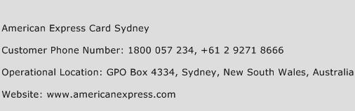 American Express Card Sydney Phone Number Customer Service
