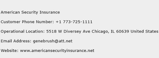 American Security Insurance Phone Number Customer Service