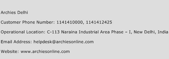 Archies Delhi Phone Number Customer Service