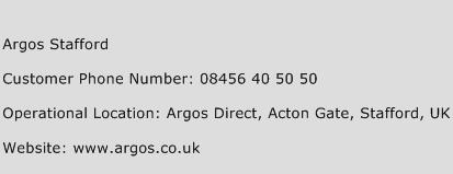 Argos Stafford Phone Number Customer Service
