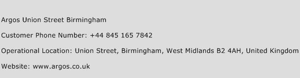 Argos Union Street Birmingham Phone Number Customer Service