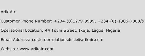 Arik Air Phone Number Customer Service