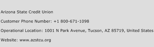 Arizona State Credit Union Phone Number Customer Service