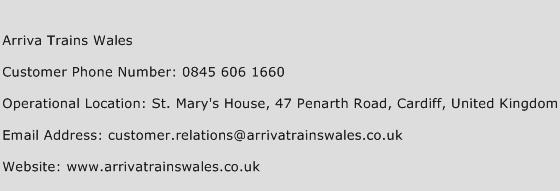 Arriva Trains Wales Phone Number Customer Service