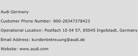 Audi Germany Phone Number Customer Service
