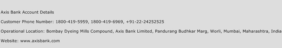 Axis Bank Account Details Phone Number Customer Service