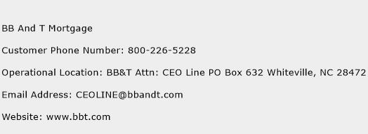 BB And T Mortgage Phone Number Customer Service