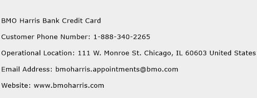 BMO Harris Bank Credit Card Phone Number Customer Service