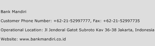 Bank Mandiri Phone Number Customer Service