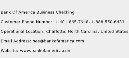 Bank Of America Business Checking Phone Number Customer Service