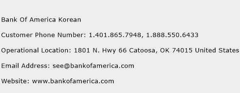 Bank Of America Korean Phone Number Customer Service