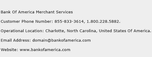 Bank Of America Merchant Services Phone Number Customer Service