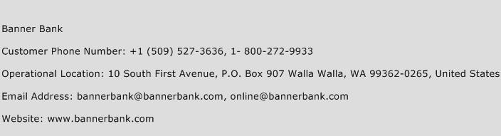 Banner Bank Phone Number Customer Service