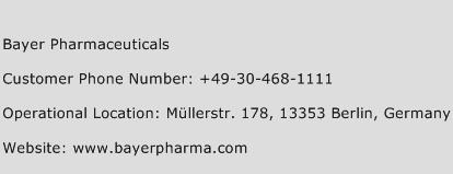 Bayer Pharmaceuticals Phone Number Customer Service