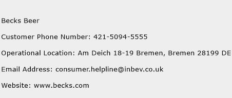 Becks Beer Phone Number Customer Service
