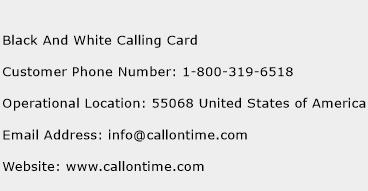 Black And White Calling Card Phone Number Customer Service