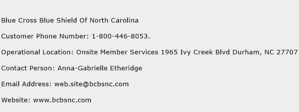 Blue Cross Blue Shield Of North Carolina Phone Number Customer Service