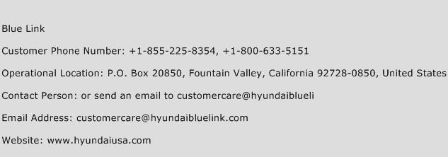 Blue Link Phone Number Customer Service