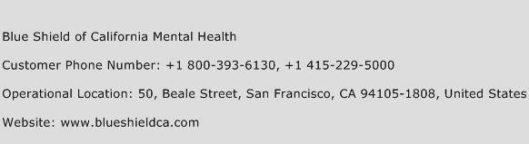 Blue Shield of California Mental Health Phone Number Customer Service