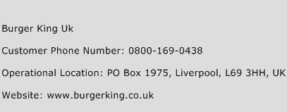 Burger King UK Phone Number Customer Service