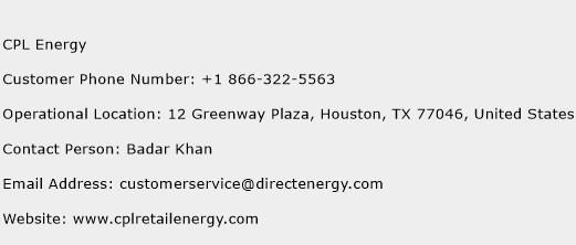 CPL Energy Phone Number Customer Service