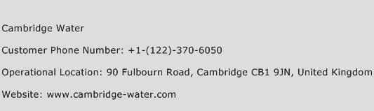 Cambridge Water Phone Number Customer Service