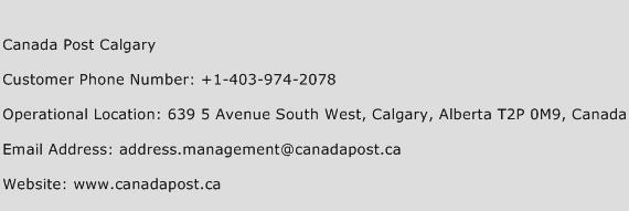 Canada Post Calgary Phone Number Customer Service