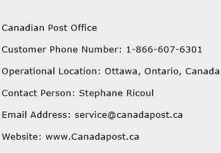 Canadian Post Office Phone Number Customer Service