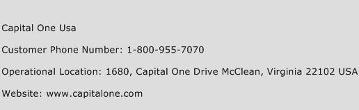 Capital One USA Phone Number Customer Service
