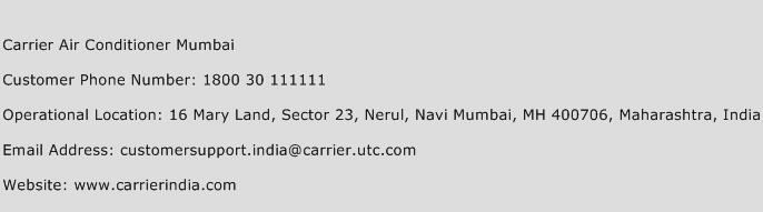 Carrier Air Conditioner Mumbai Phone Number Customer Service