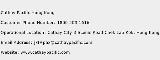 Cathay Pacific Hong Kong Phone Number Customer Service