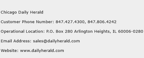 Chicago Daily Herald Phone Number Customer Service