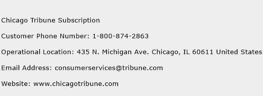Chicago Tribune Subscription Phone Number Customer Service