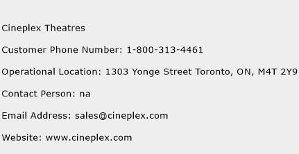 Cineplex Theatres Phone Number Customer Service
