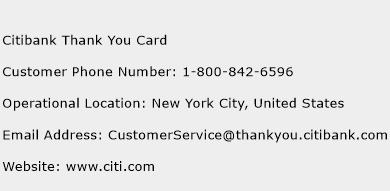 Citibank Thank You Card Phone Number Customer Service