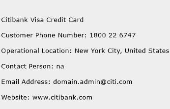 Citibank Visa Credit Card Phone Number Customer Service