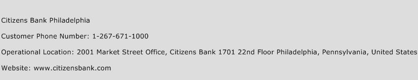 Citizens Bank Philadelphia Phone Number Customer Service